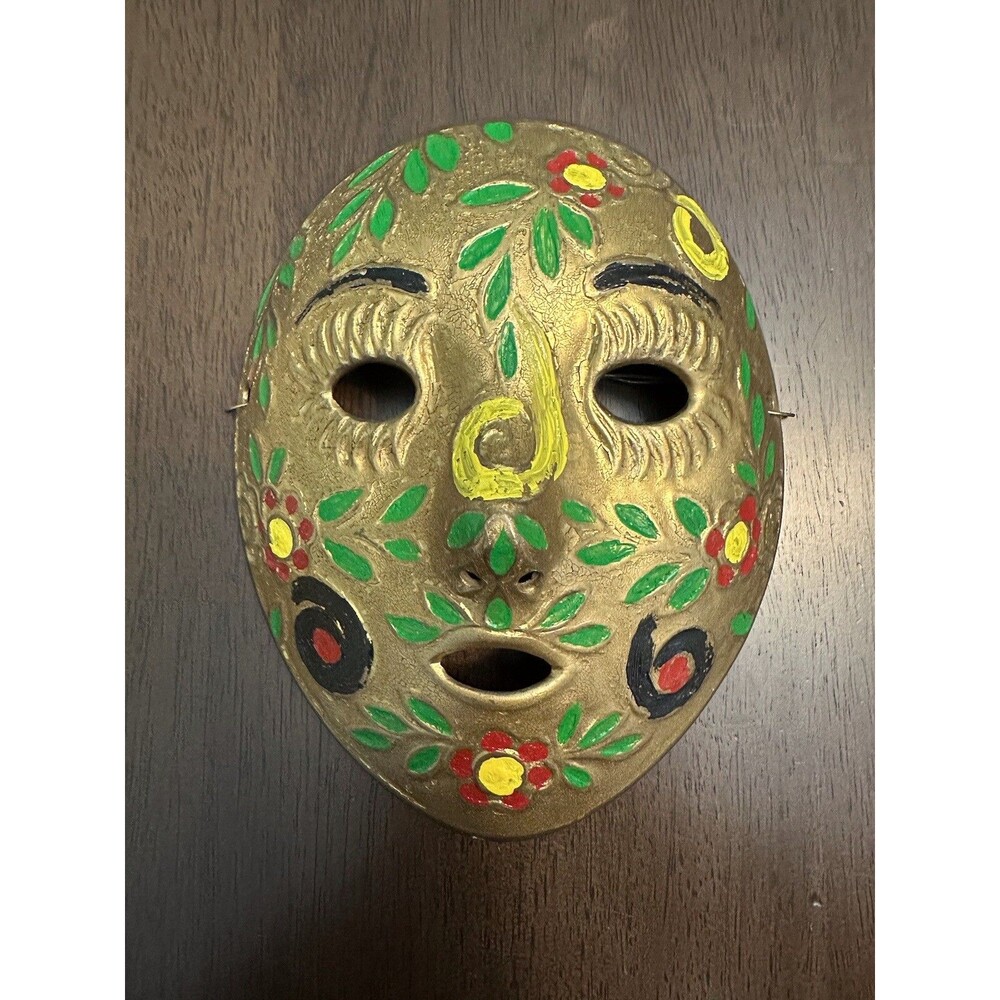 Solid Brass Mask Wall Hanging Decor Made In India VTG